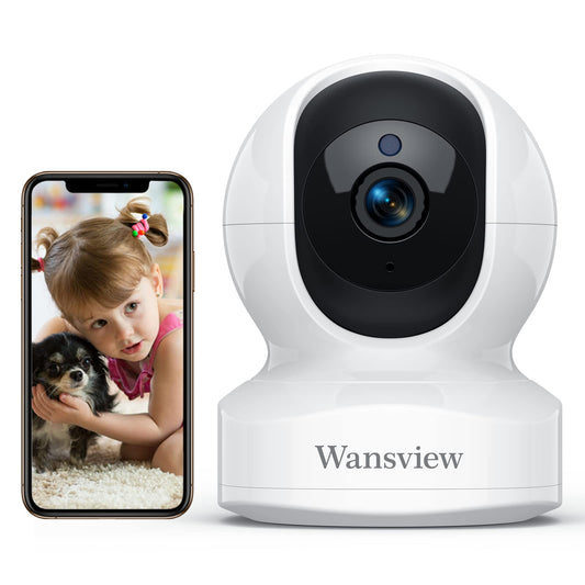 2K Indoor WiFi Security Camera with Night Vision, Motion Tracking, Two-Way Audio, Pan Tilt Control, App Alerts, Local and Cloud Storage, Works with Alexa (White)