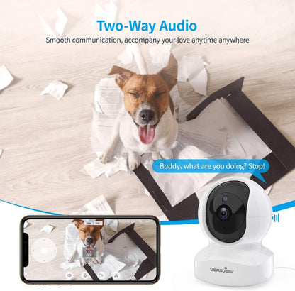 2K Indoor WiFi Security Camera with Night Vision, Motion Tracking, Two-Way Audio, Pan Tilt Control, App Alerts, Local and Cloud Storage, Works with Alexa (White)